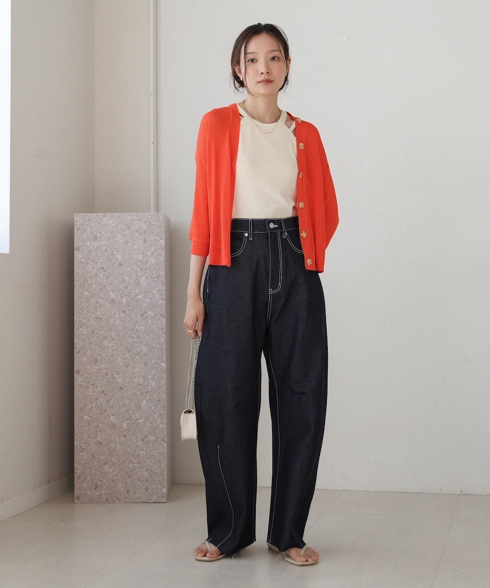 sheer rib knit cardigan