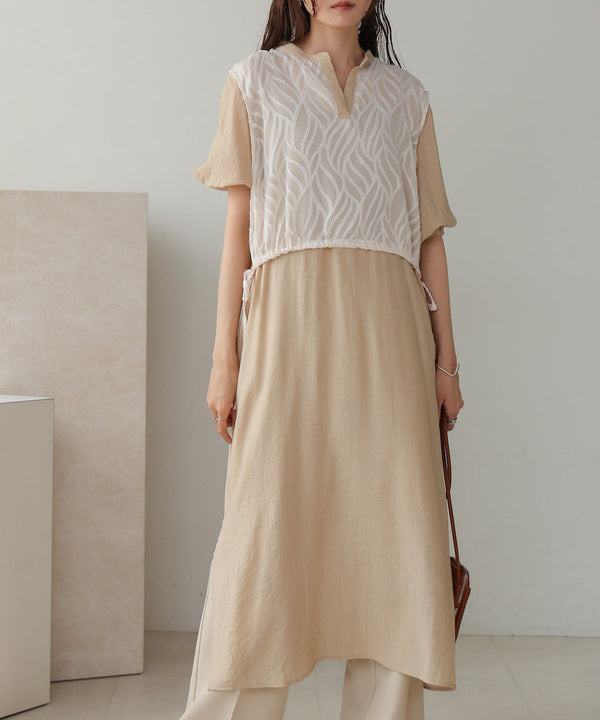 【S・Mサイズ展開】レイヤード風サイドスリットワンピース