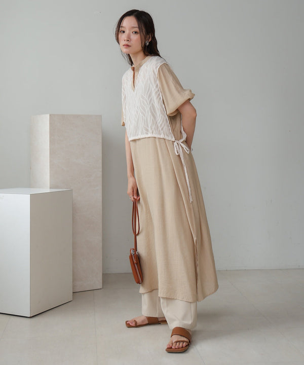 【S・Mサイズ展開】レイヤード風サイドスリットワンピース