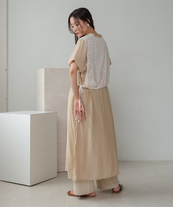 【S・Mサイズ展開】レイヤード風サイドスリットワンピース