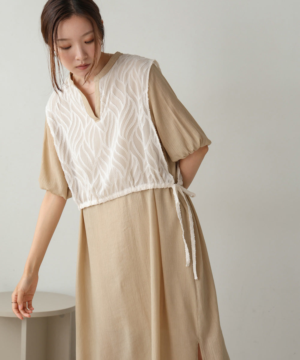 【S・Mサイズ展開】レイヤード風サイドスリットワンピース