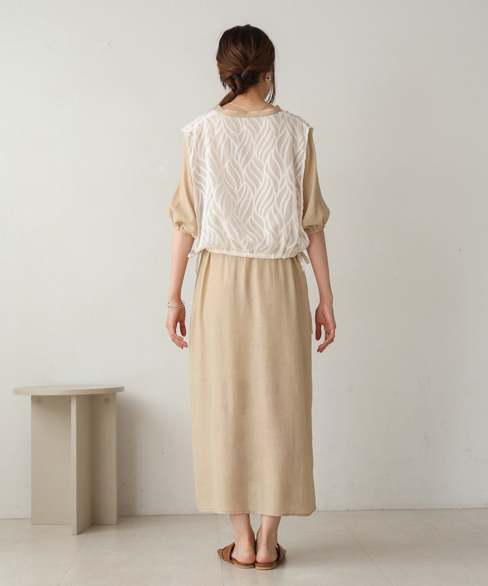 【S・Mサイズ展開】レイヤード風サイドスリットワンピース