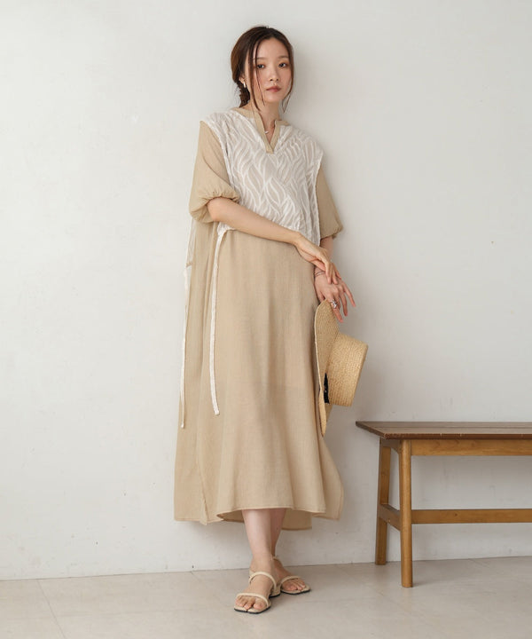 【S・Mサイズ展開】レイヤード風サイドスリットワンピース