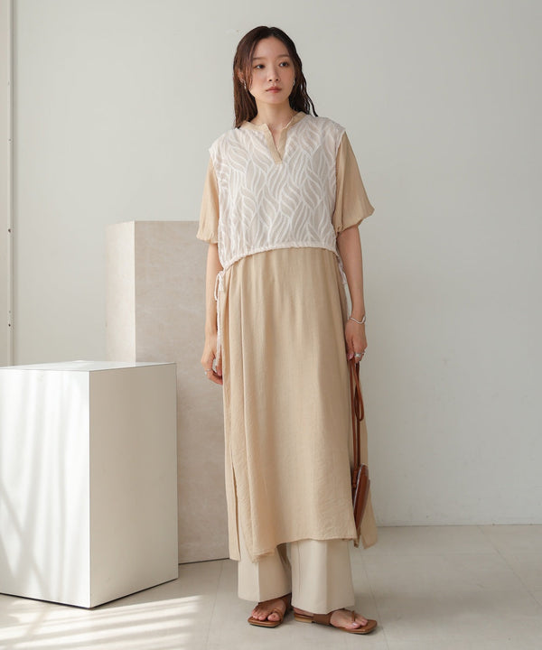 【S・Mサイズ展開】レイヤード風サイドスリットワンピース