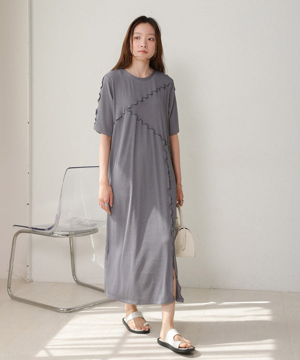 【S・Mサイズ展開】メロウ切替ストライププリーツワンピース