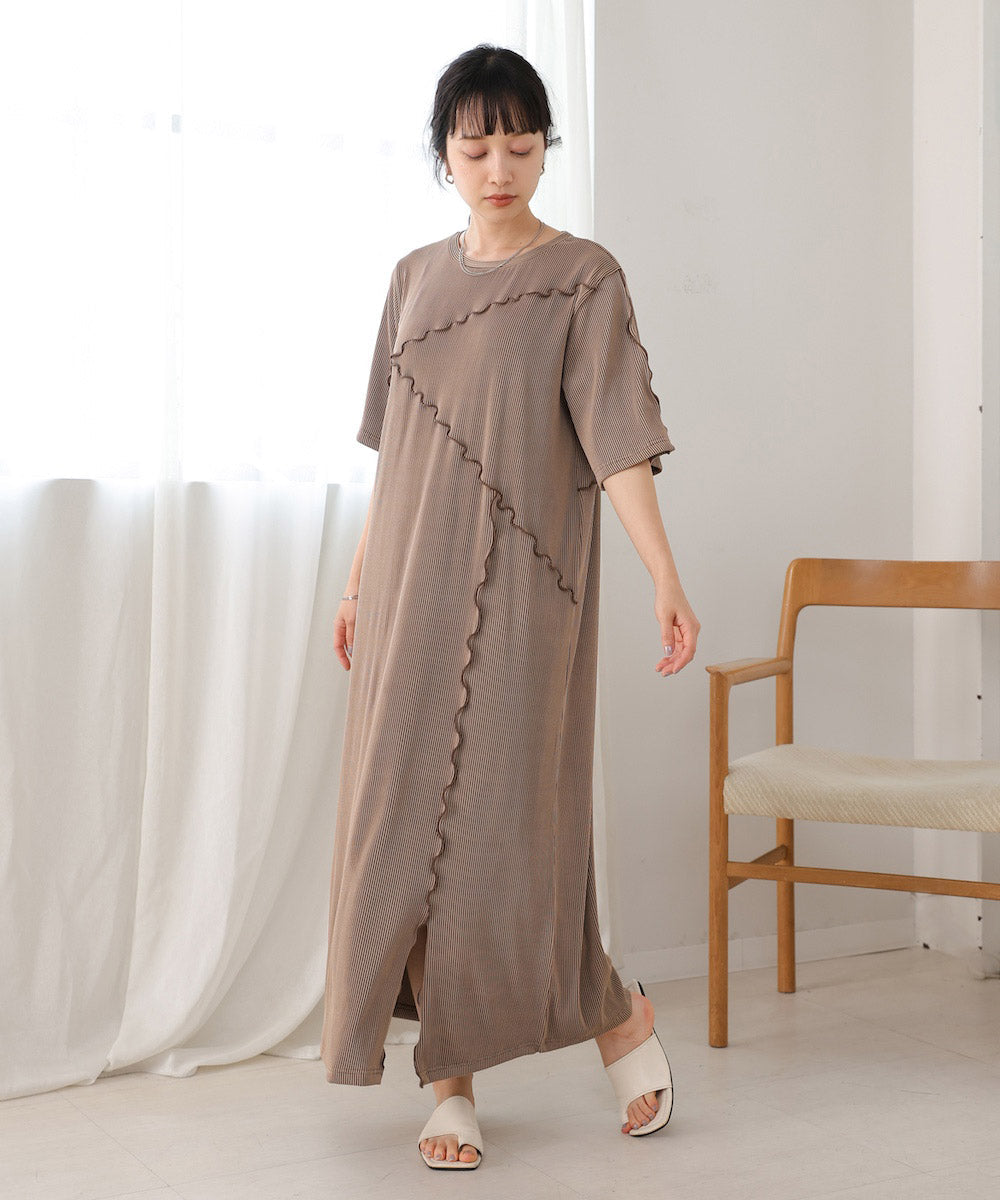 【S・Mサイズ展開】メロウ切替ストライププリーツワンピース