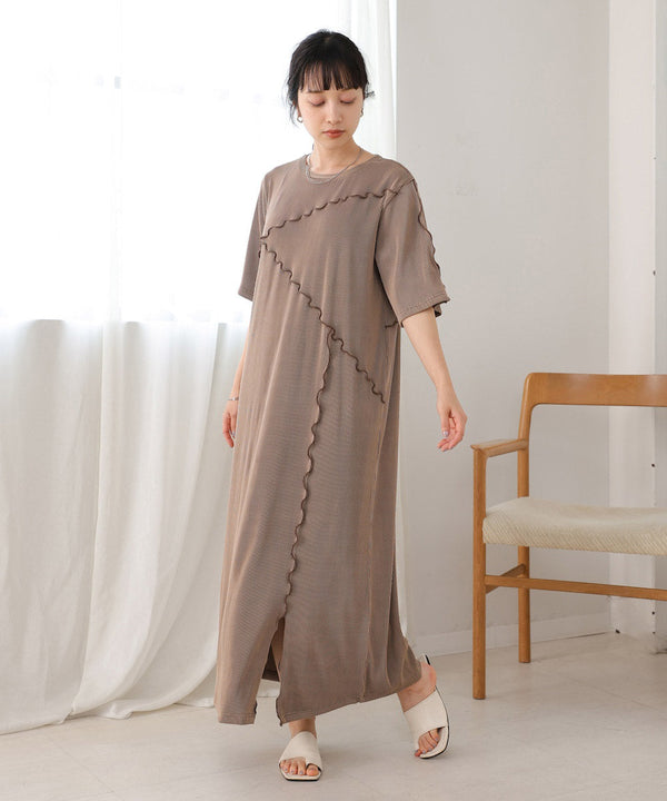 【S・Mサイズ展開】メロウ切替ストライププリーツワンピース
