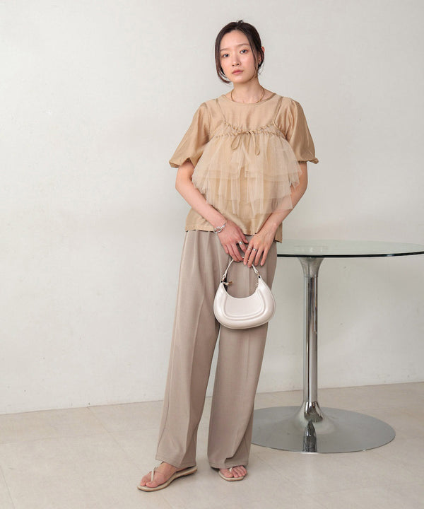 tulle bustier + volume sleeve blouse set