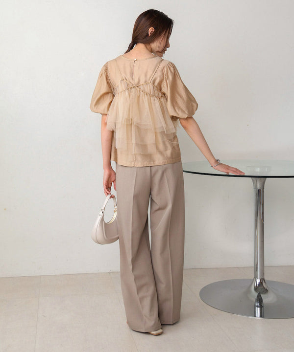 tulle bustier + volume sleeve blouse set