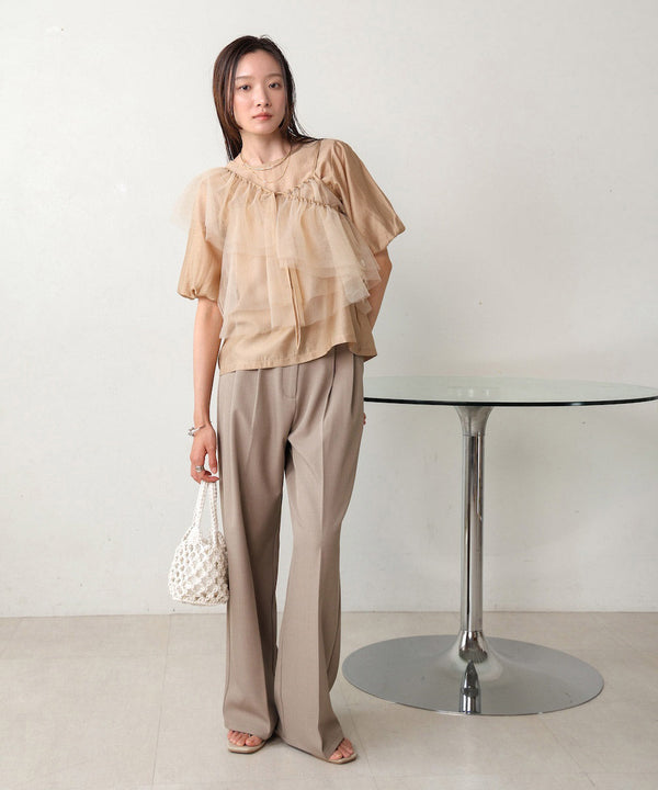 tulle bustier + volume sleeve blouse set