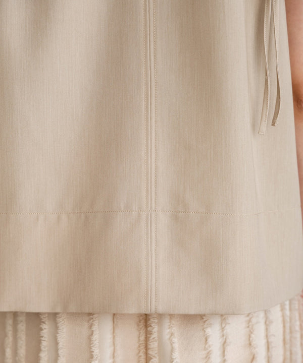 denim-like gathered blouse