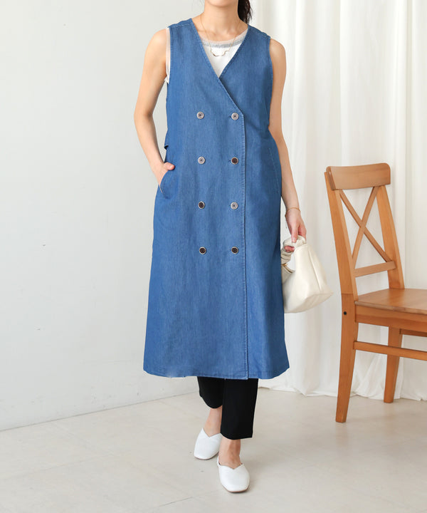 ロングデニムジレ