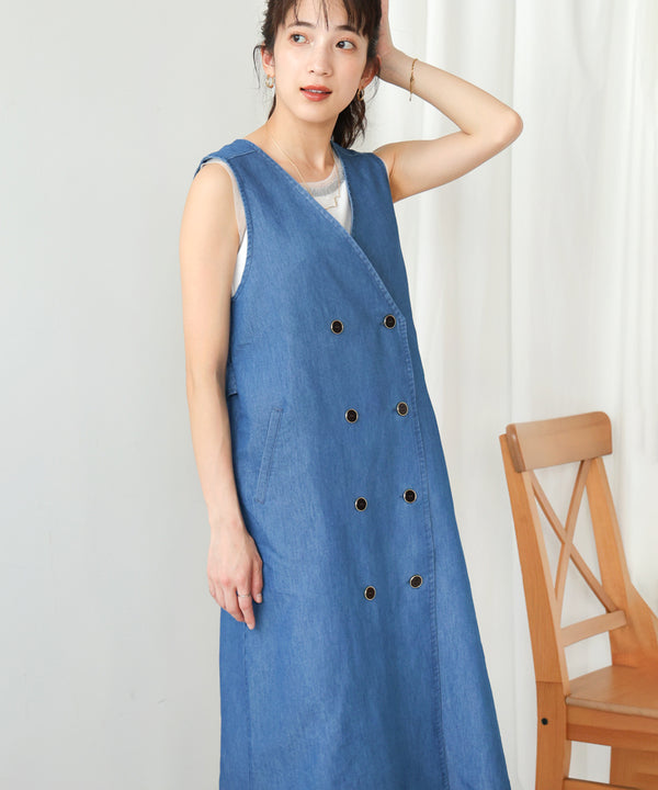 ロングデニムジレ
