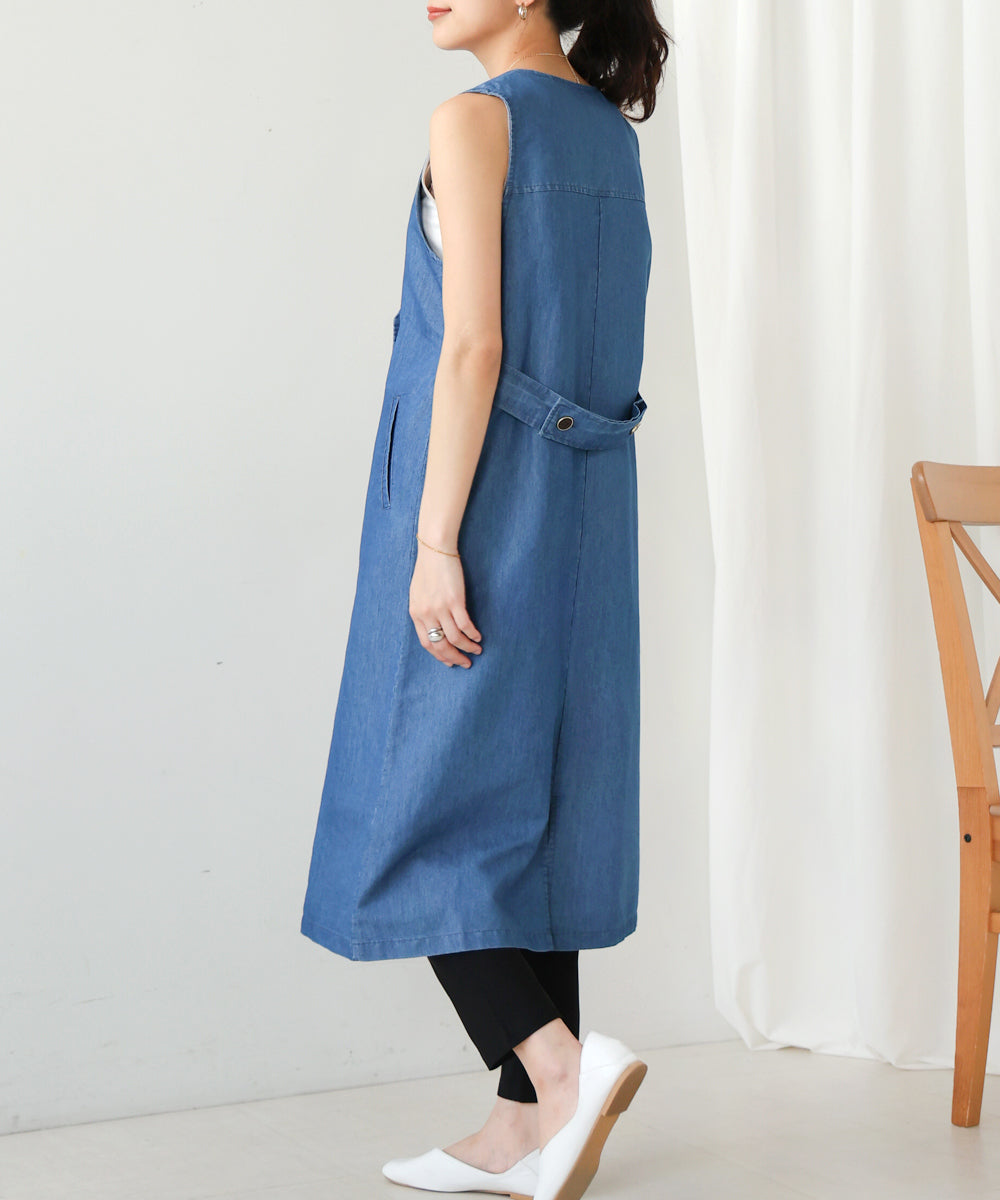 ロングデニムジレ