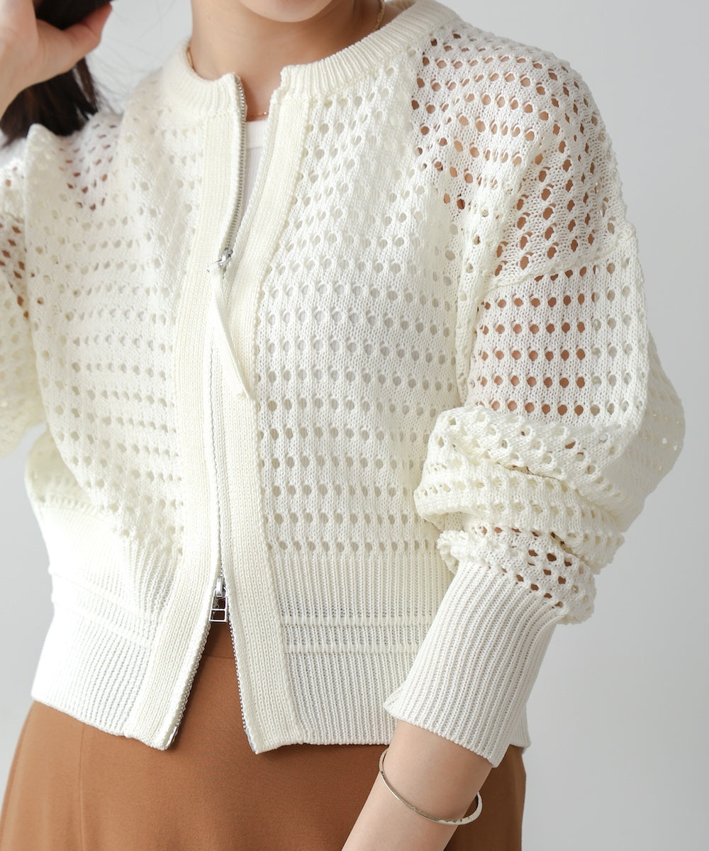 【WEB限定】メッシュニットブルゾン