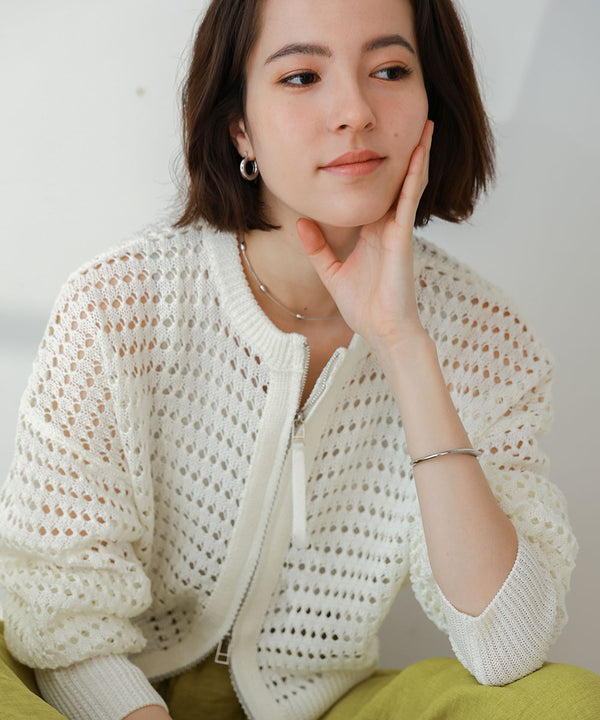 【WEB限定】メッシュニットブルゾン