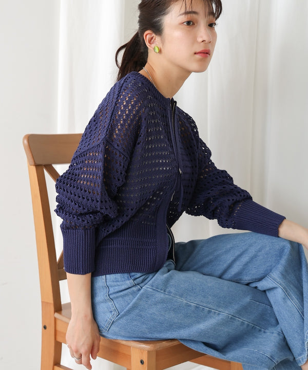 【WEB限定】メッシュニットブルゾン