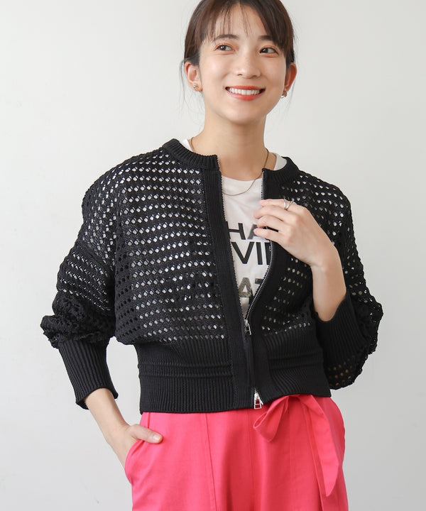 【WEB限定】メッシュニットブルゾン