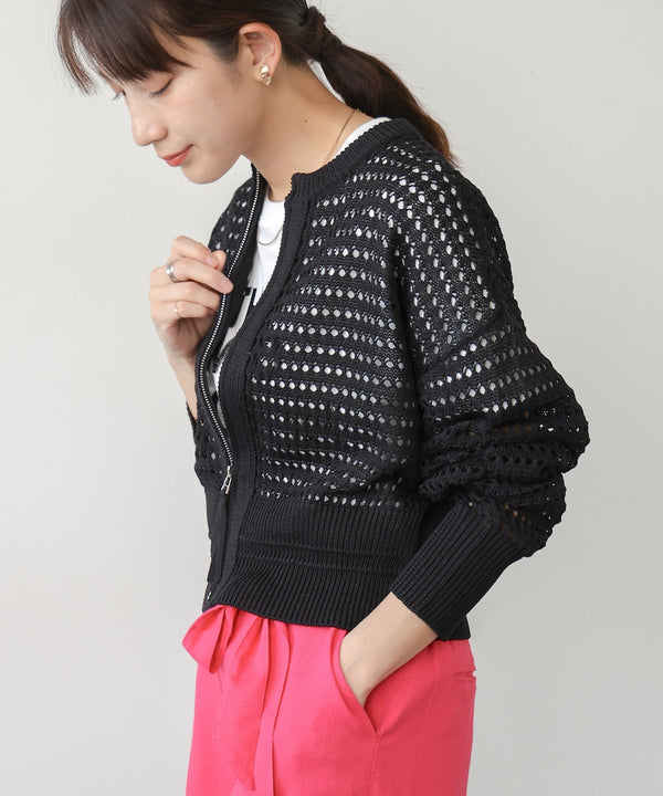 【WEB限定】メッシュニットブルゾン