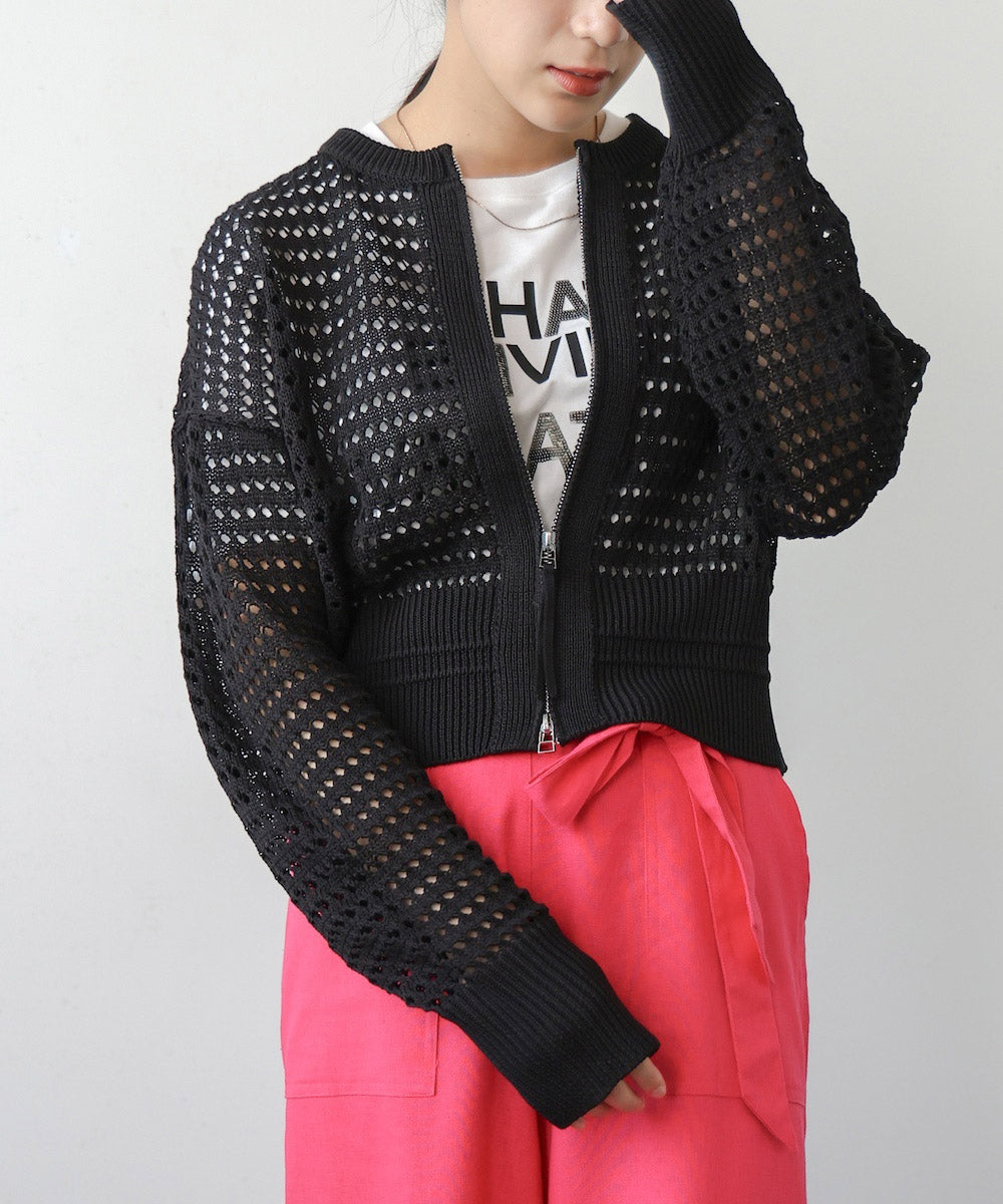 【WEB限定】メッシュニットブルゾン