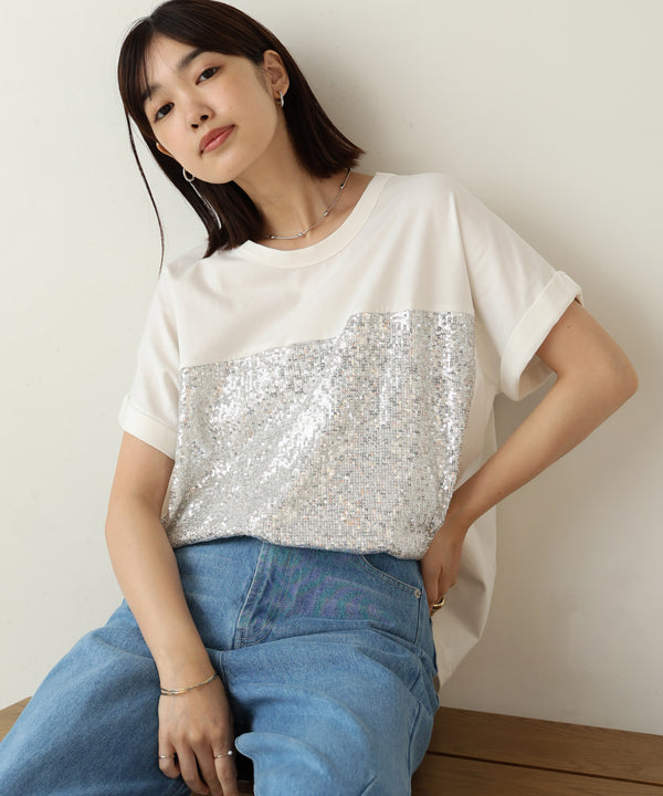 スパンコールビスチェレイヤードプルオーバー