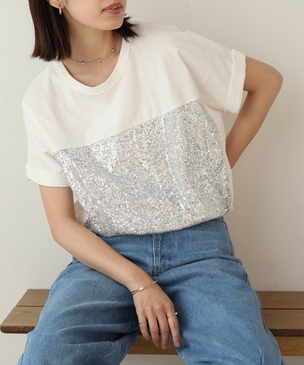 スパンコールビスチェレイヤードプルオーバー