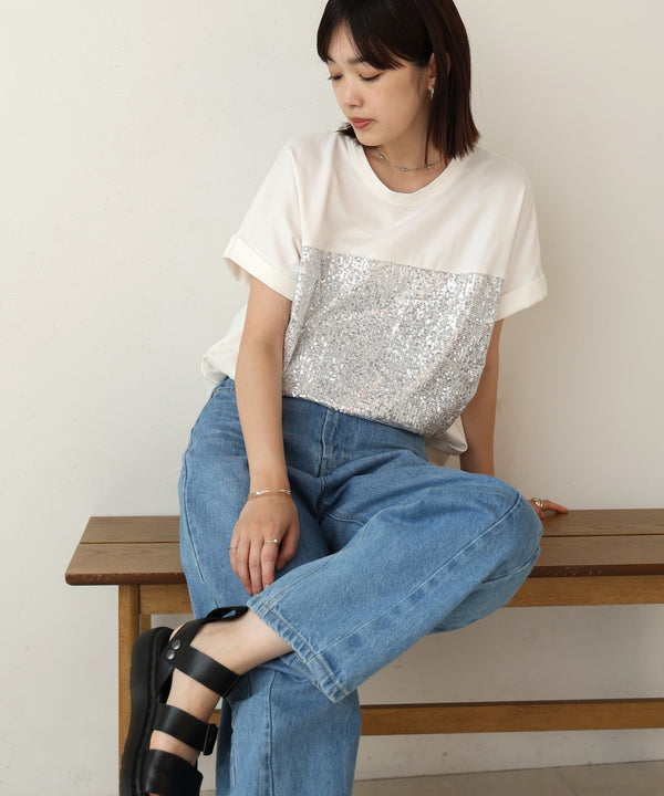 スパンコールビスチェレイヤードプルオーバー