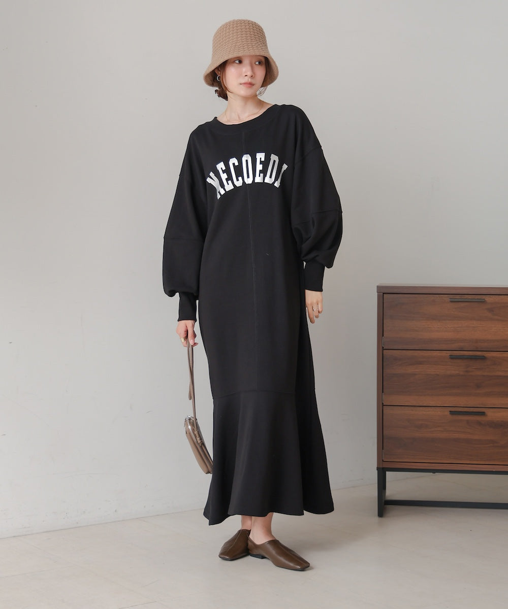 大人気アイテム再販！【S・Mサイズ展開】袖ボリューム前後2WAYマーメイドスウェットワンピース