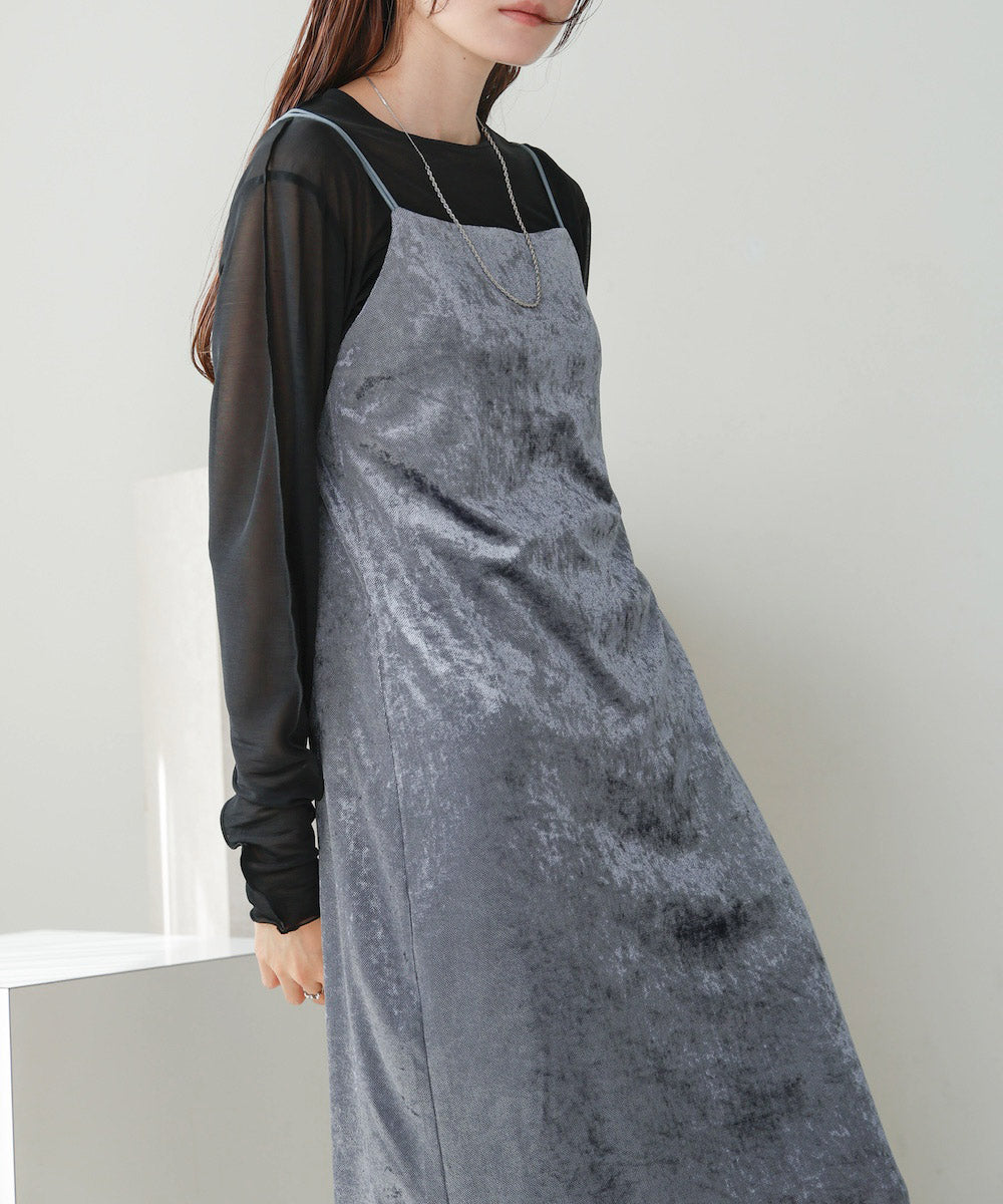 【S・Mサイズ展開】シアーベロアカップ付きキャミワンピース