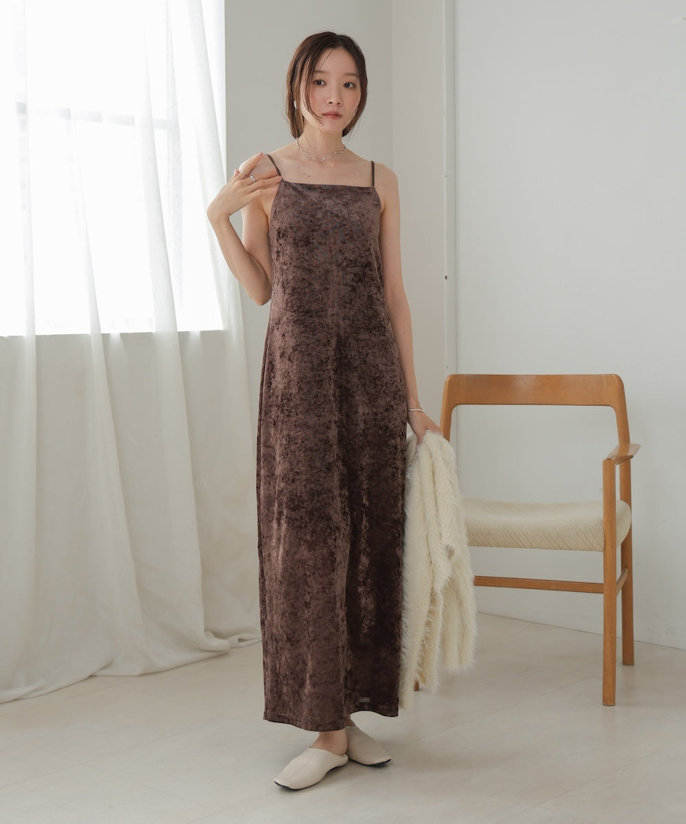 【S・Mサイズ展開】シアーベロアカップ付きキャミワンピース