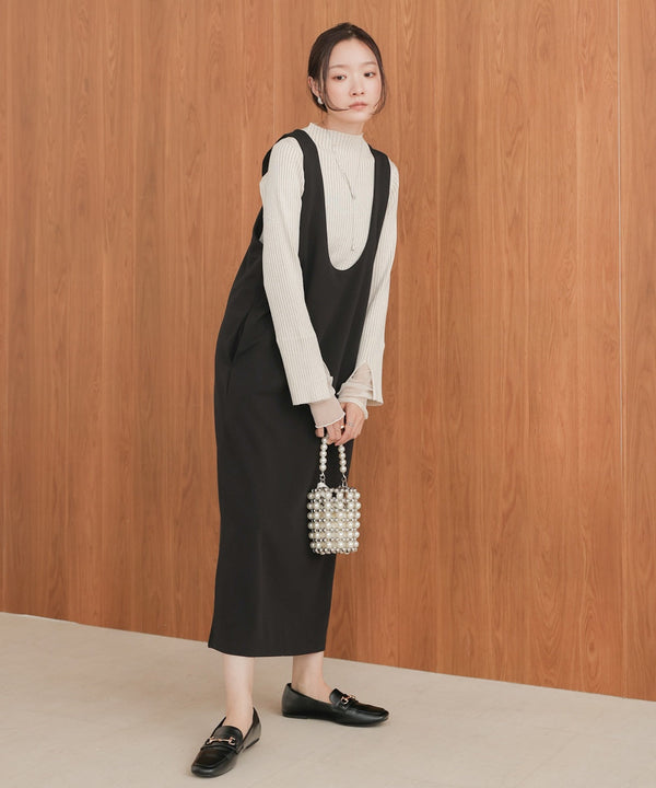 tulle layered ribbed knit