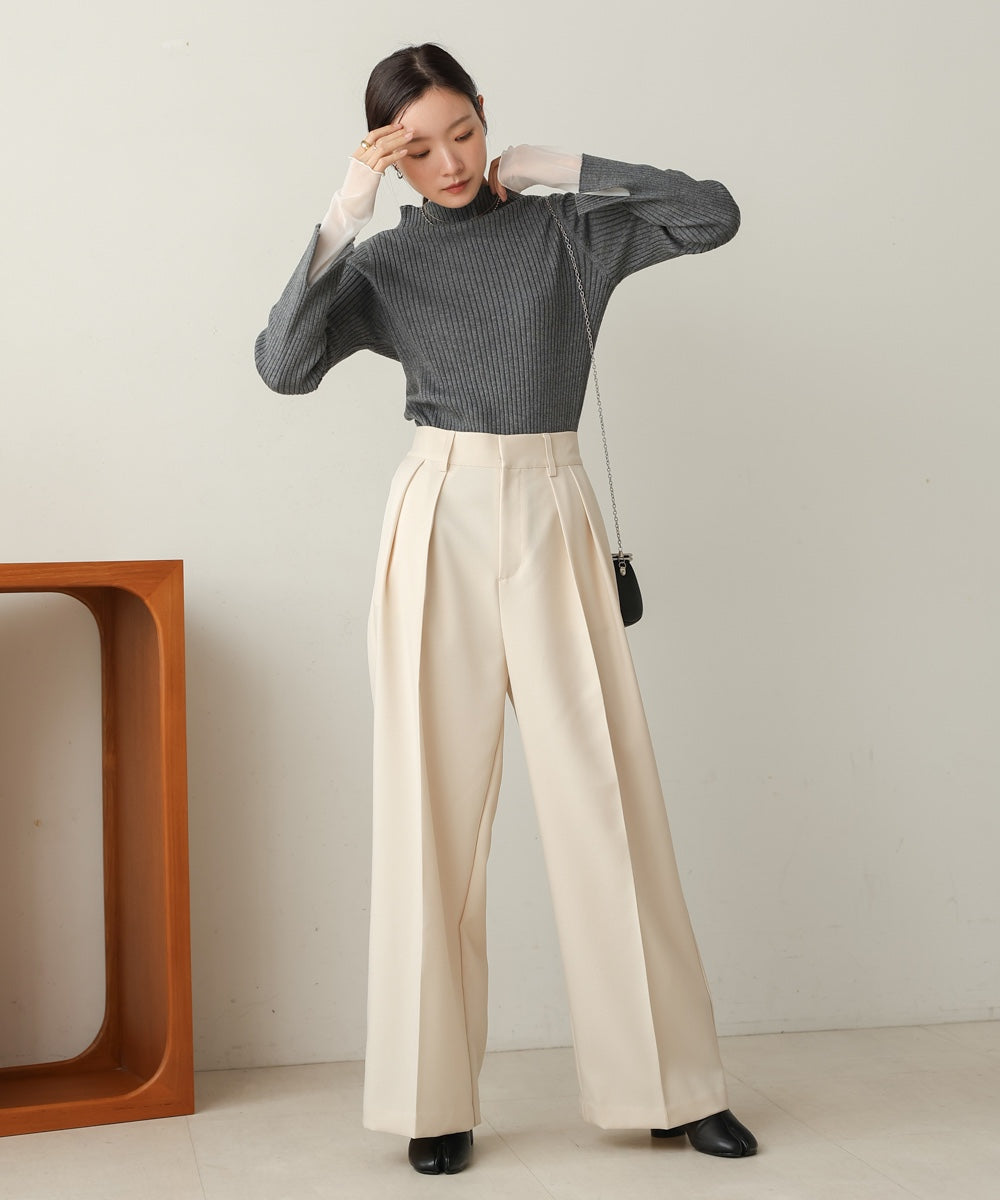tulle layered ribbed knit
