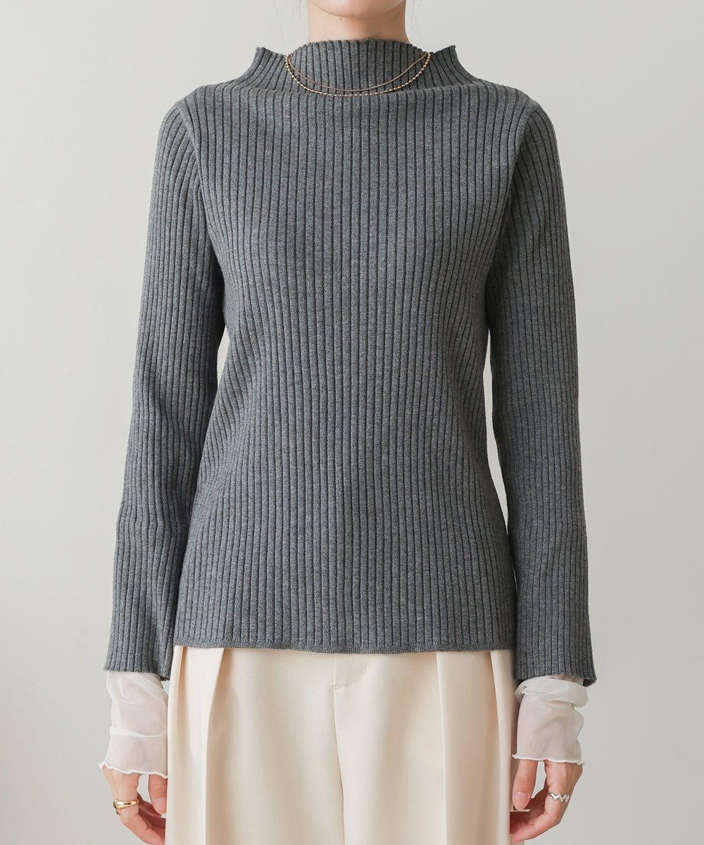 tulle layered ribbed knit