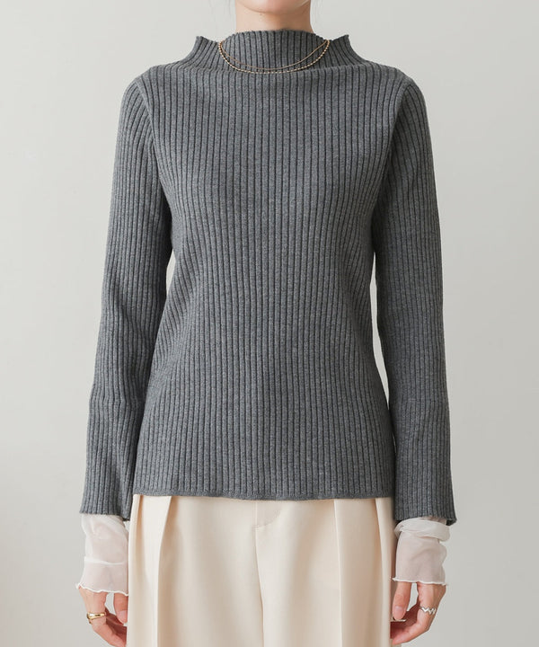 tulle layered ribbed knit