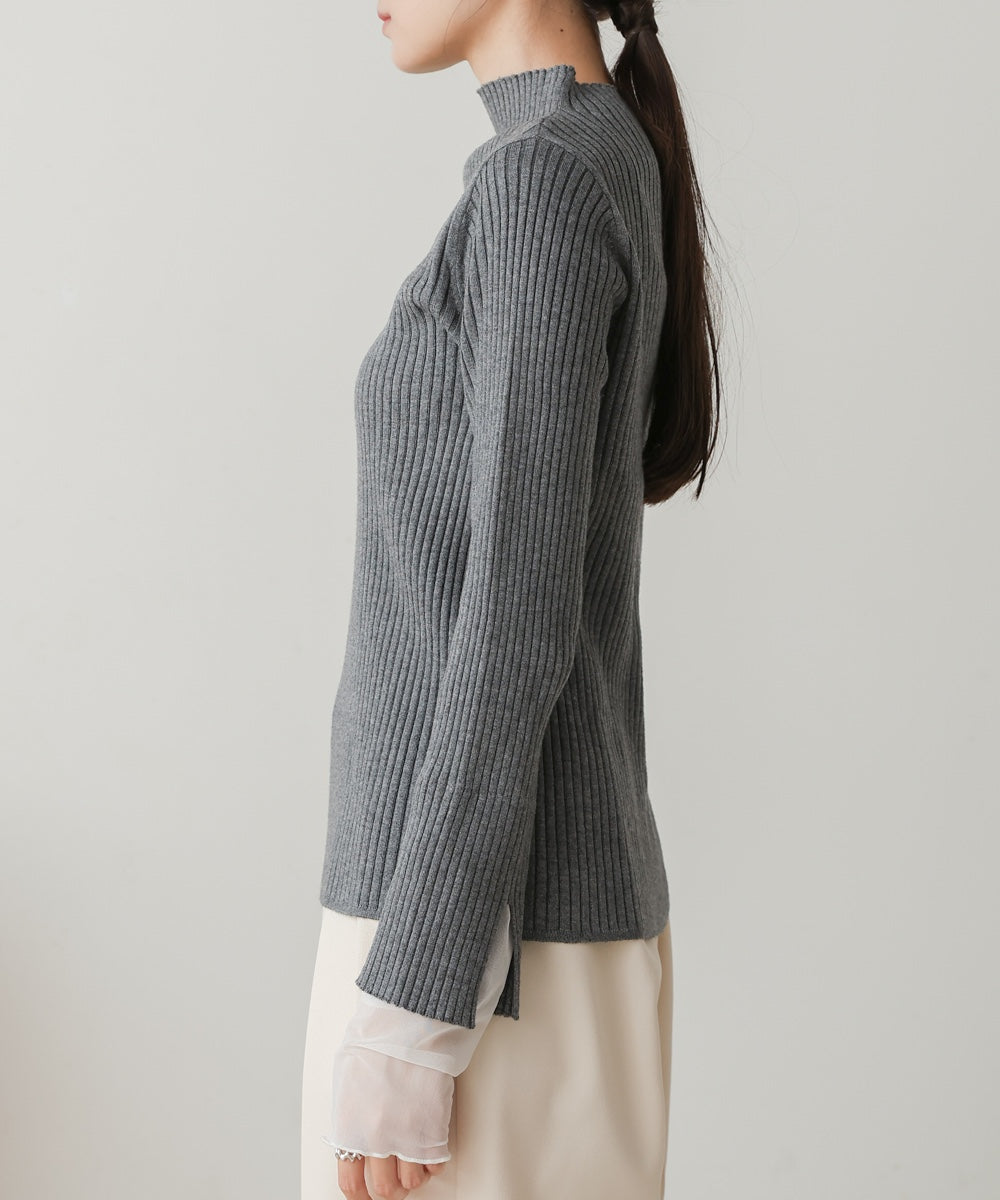 tulle layered ribbed knit