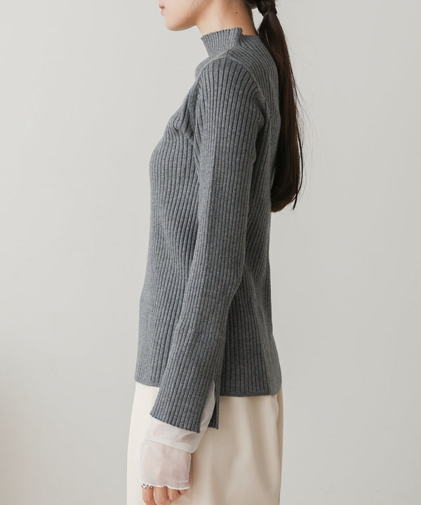 tulle layered ribbed knit
