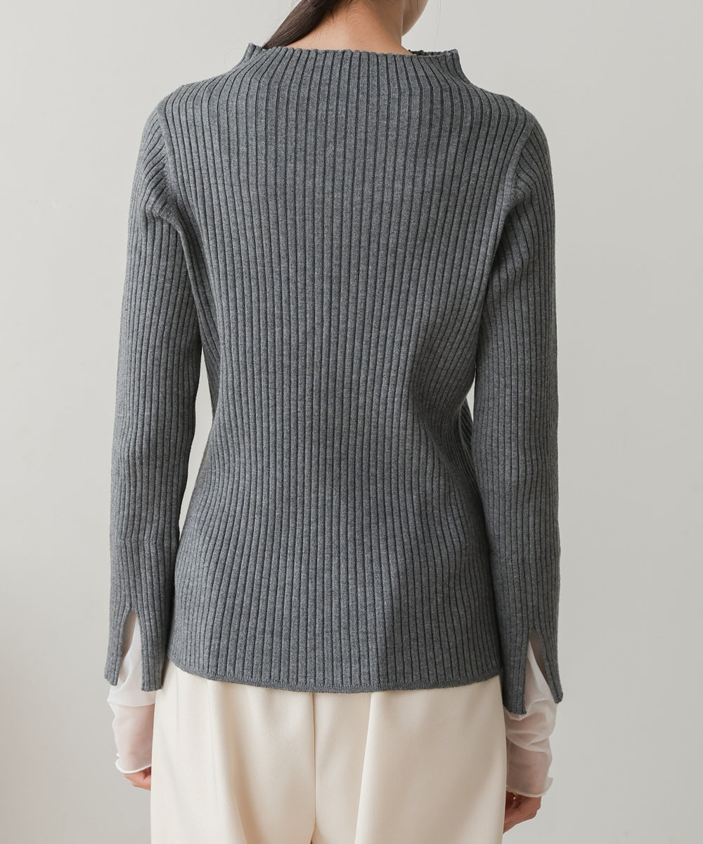 tulle layered ribbed knit