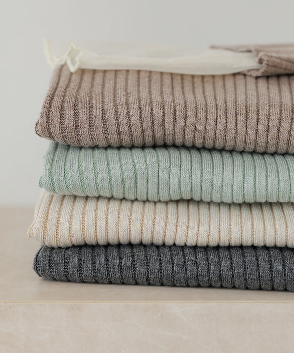 tulle layered ribbed knit