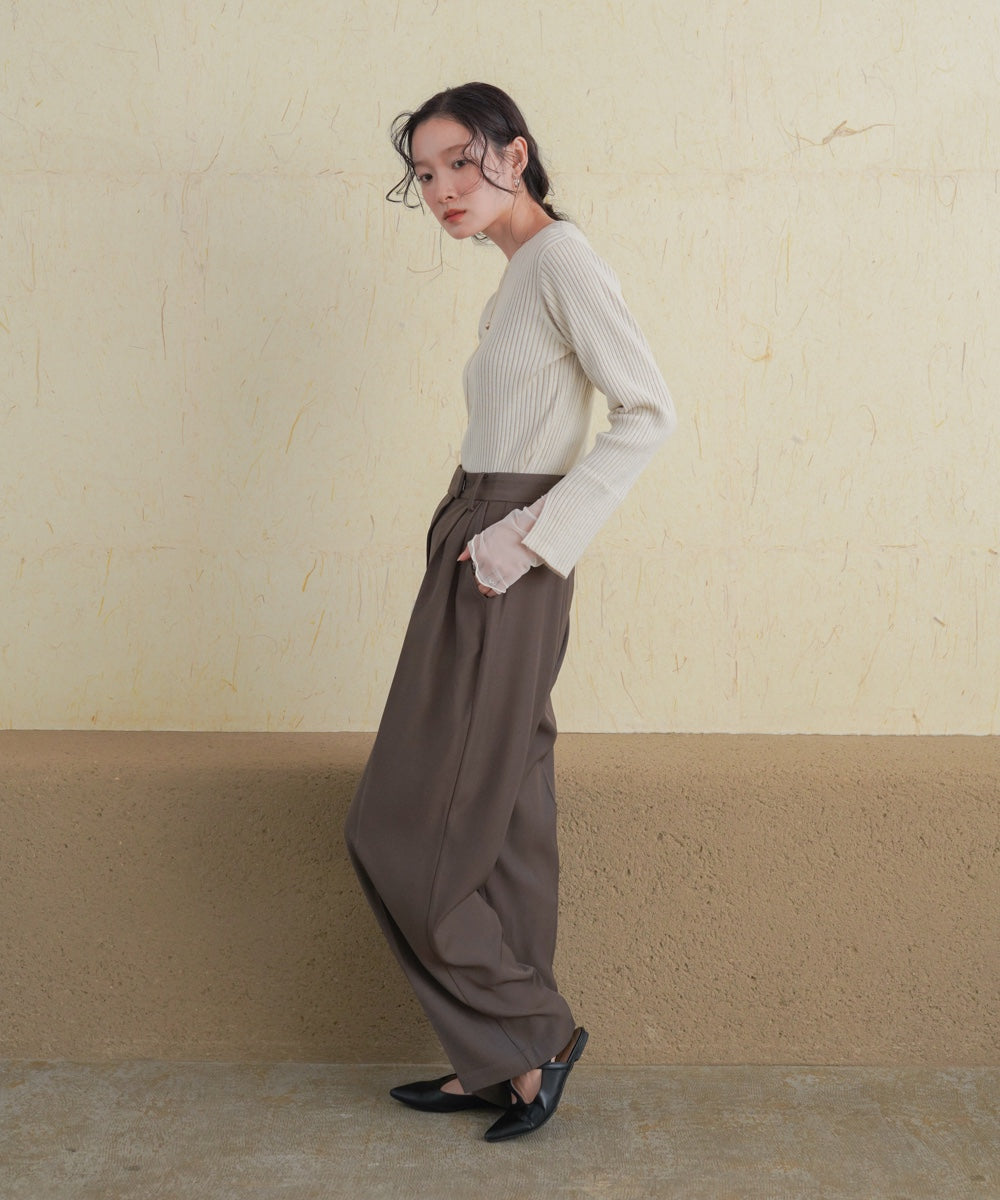 tulle layered ribbed knit