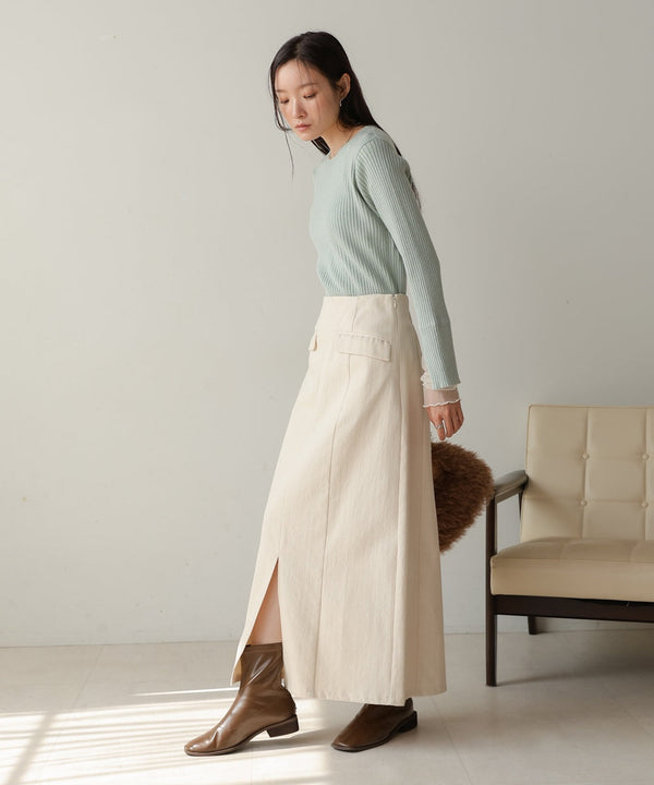 tulle layered ribbed knit