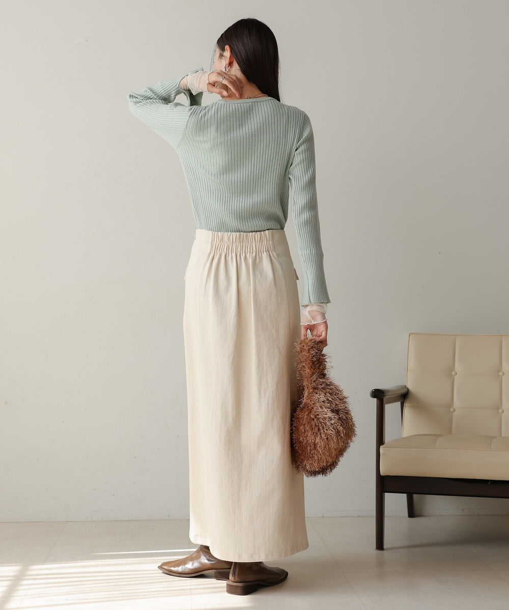 tulle layered ribbed knit
