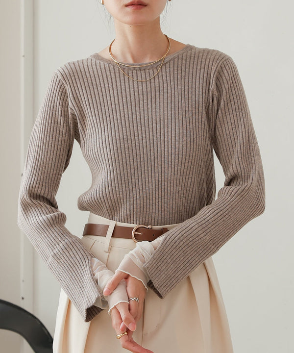 tulle layered ribbed knit