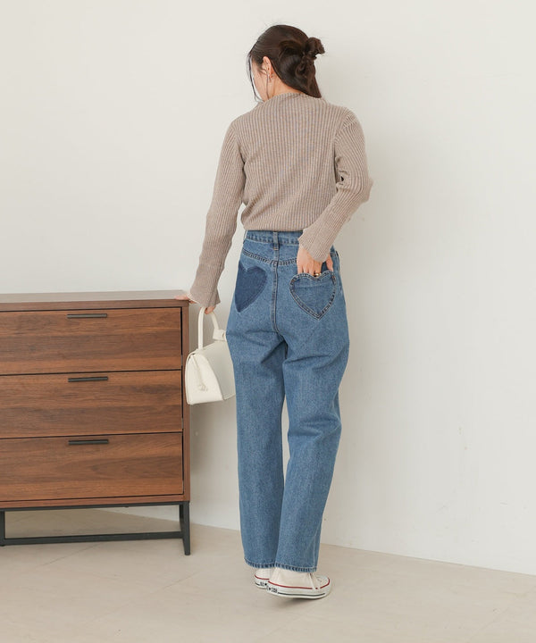 tulle layered ribbed knit