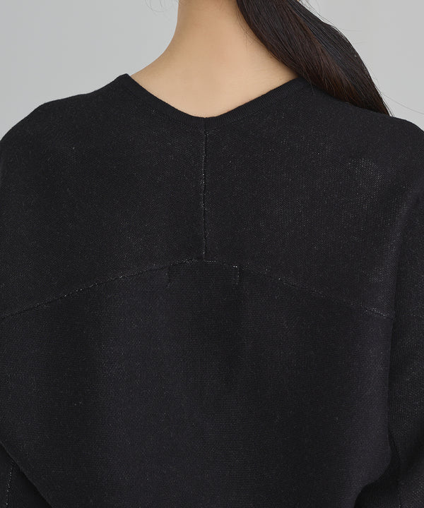 ラメボーダーVネックニット