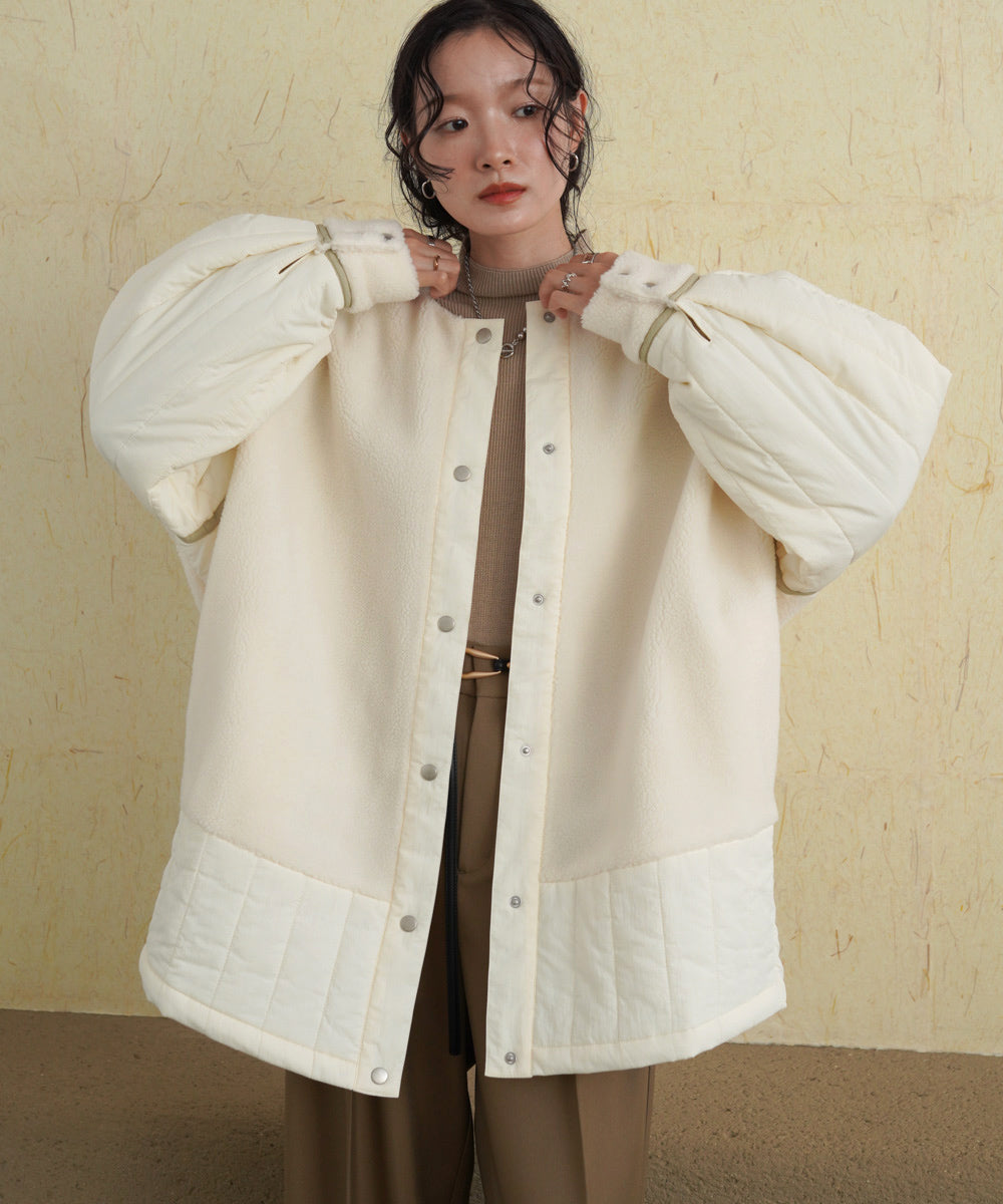 ボアキルティング切り替えコート