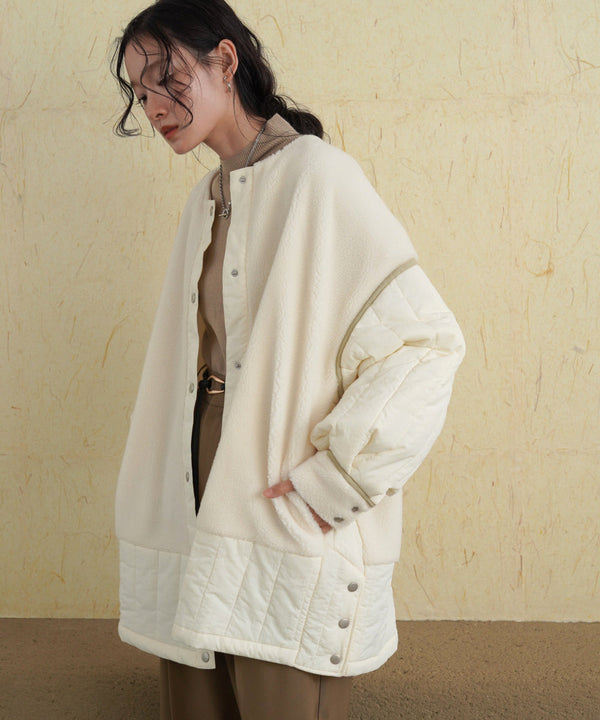 ボアキルティング切り替えコート
