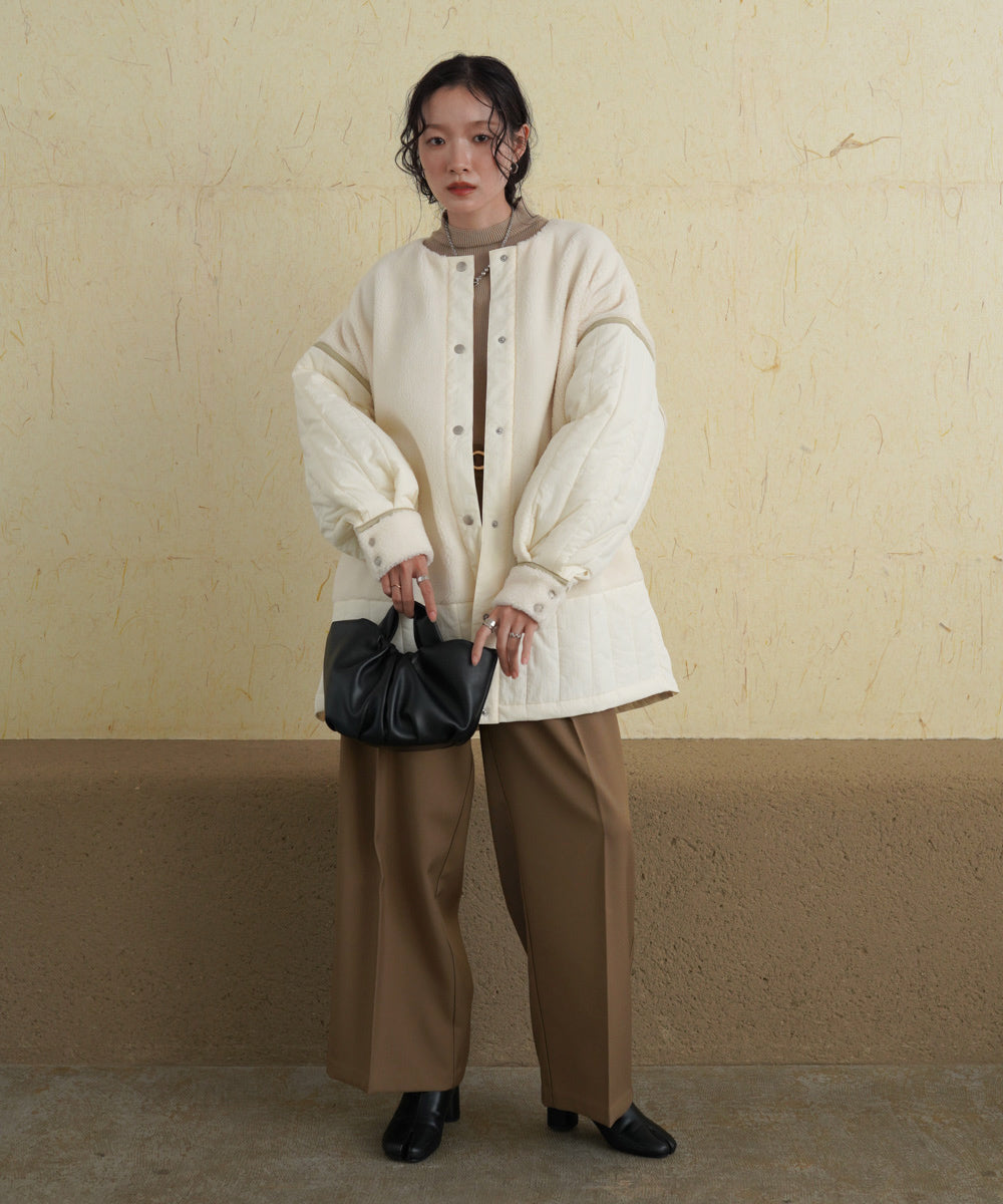 ボアキルティング切り替えコート