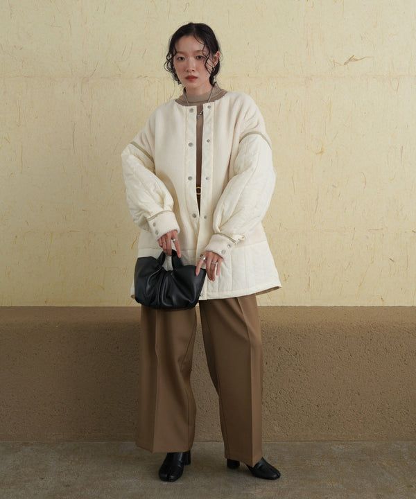 ボアキルティング切り替えコート