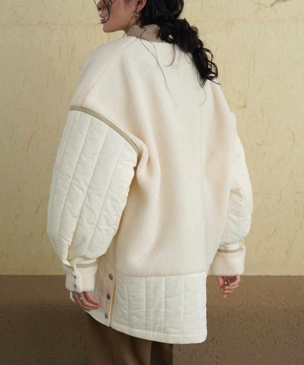 ボアキルティング切り替えコート