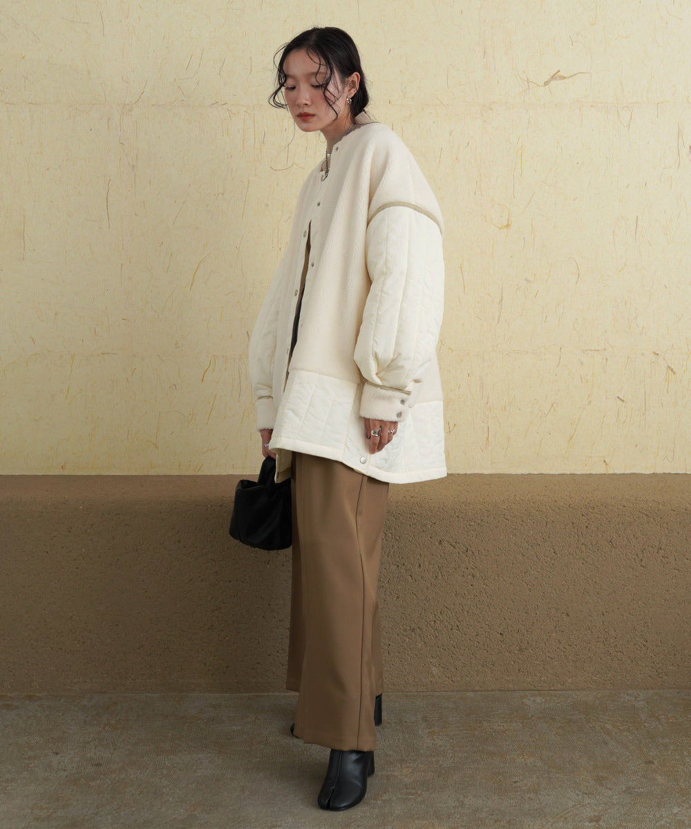 ボアキルティング切り替えコート